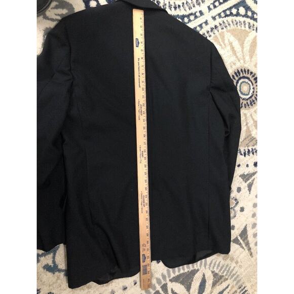 TOM JAMES BESPOKE BLACK TUXEDO ONE BUTTON 100%WOOL MADE IN U.S.A. APPROX.45LONG - Picture 11 of 12